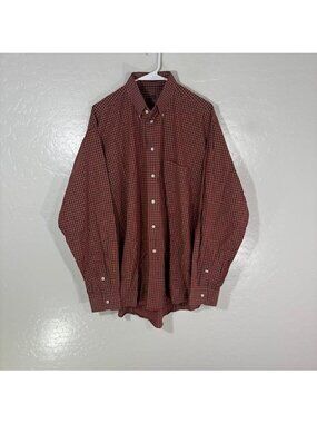 Gitman Bros. Shirt Mens Large Red Check Long Sleeve Button Up Cotton Casual Fall